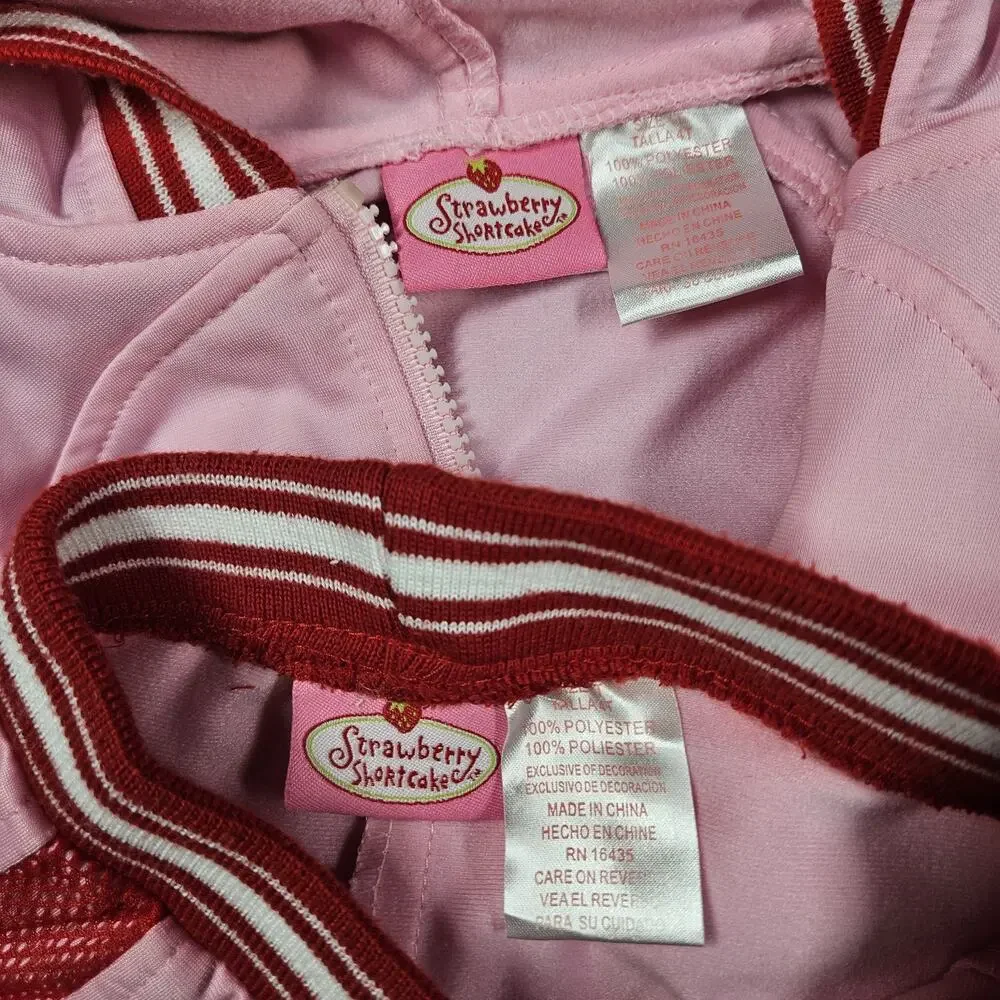 Vintage Y2K Strawberry Shortcake Tracksuit Girl 4T Jacket Pants Pink Outfit 2006